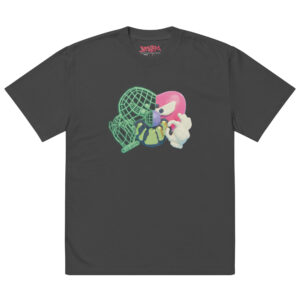 RED VIRTUAL HEART - Oversized faded t-shirt