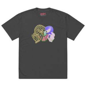 BLUE VIRTUAL HEART Oversized faded t-shirt