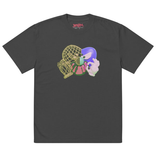 BLUE VIRTUAL HEART Oversized faded t-shirt